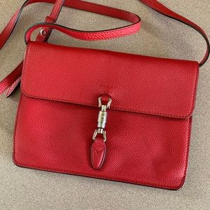 Gucci hibiscus red leather crossbody bag